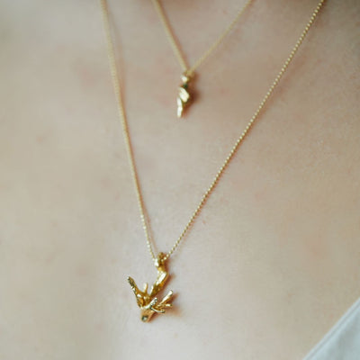 Coral Blossom necklace  | שרשרת זהב אלמוג גולמי