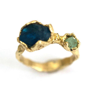 DUET | טבעת זהב עם אזמרגד ואפטיט