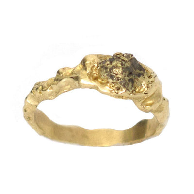 טבעת זהב ויהלום גולמי שחור| Armada Raw black Diamond